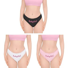 Littleforbig Women's Ladies Soft Cotton Underwear Comfortable Hipster Briefs 3 Thong Panties Pack - BabyGirl