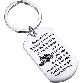FUSTMW Truck Driver Gifts Keychain May Your Guardian Angel Ride with You Drive Safe