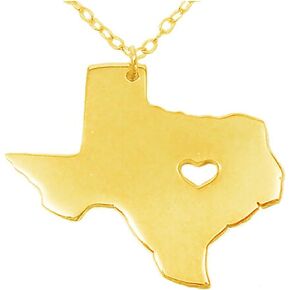 18K Gold Silver Country Map Charm Pendant State of Texas Map Necklace Jewelry
