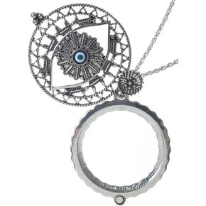 Evil Eye 4x Magnifier Magnifying Glass Sliding Top Magnet Pendant Necklace, 30"