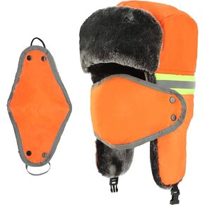 Ushanka Men's Winter Trapper Hat with 2pcs Windproof Mask-Russian Trooper Hat Hunting Skiing Hat for Men Women