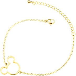 Izpack Cute Mouse Bracelets for Women Teen Girls Stainless Steel Silver Plated Cartoon Animal Adjustable Chain Ankle Bracelet Minimalist Christmas Jewelry Gifts