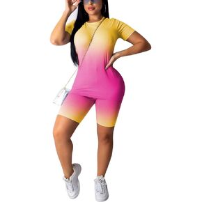 Nimsruc Women's 2 Piece Outfits Summer Casual Print Bodycon Shorts Pant Set