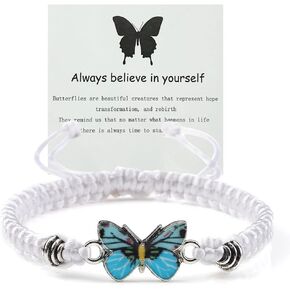BEARJIA Always Believe in Yourself Butterfly Bracelet Adjustable String Butterfly Bracelets Cute Butterfly Charm Bracelets, Bracelet Suitable for Women Butterfly Jewelry