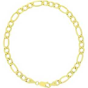 Nuragold 14k Yellow Gold 5.5mm Figaro Chain Link Bracelet, Mens Womens Jewelry Lobster Clasp 7" 7.5" 8" 8.5" 9"