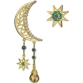 Star Earrings for Women, Crescent Moon Dangle Earrings for Girls, Sun Moon Stars Drop Earrings Hypoallergenic, Cubic Zirconia Sun and Moon Earrings, Cute Star Moon Jewelry Gifts Funny Earrings