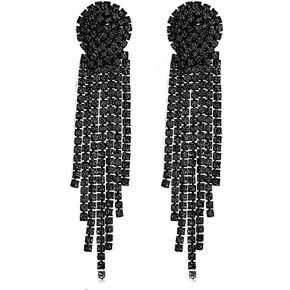 Mlouye Rhinestone Earrings Dangling for Women Girls, Dangle Earrings Long Tassel Crystal Chandelier Drop Earrings for Prom Party