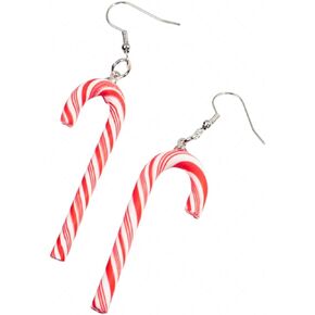 Candy Cane Christmas Earrings Handmade Funny Rainbow Colorful Sweet Swirl Candy Sugar Polymer Clay Dangle Drop Earrings for Women Teen Girls Xmas New Year Party Winter Festival Fashion Jewelry Gifts