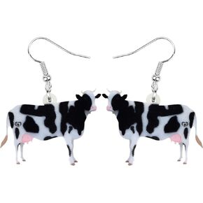 NEWEI Acrylic Anime Dairy Cattle Cow Earrings Drop Dangle Farm Animal Jewelry For Women Girl Gift Charm