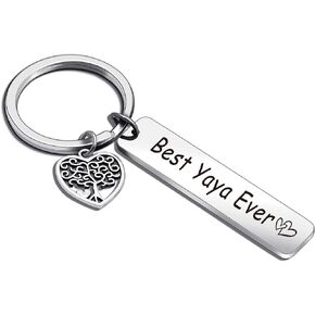 ASANHAO Yaya Jewelry Grandmother Gift Granny Keychain Mimi Keychain Gigi Jewelry Grandmother Christmas Keychain Grandma Birthday Keychain Best Yaya Ever Keychain