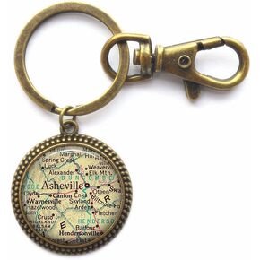 سلسلة مفاتيح ساحرة، أشفيل، كارولاينا الشمالية، سلسلة مفاتيح، خريطة آشفيل، حلقة مفاتيح، خريطة مجوهرات أشفيل، سلسلة مفاتيح، حلقة مفاتيح أشفيل، A0120 in Kuwait