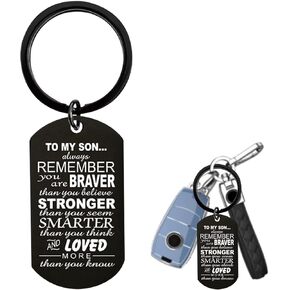 Keychain Inspirational Quotes Pendant Gift for Son from Mom Dad for Birthday Graduation Christmas Anniversary Present , Black, Black, 1.92 × 1.10 × 0.07 inches in Kuwait