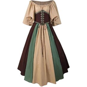 Wraith of East Renaissance Medieval Costume Flare Sleeve Corset Skirt Overskirt Elven Archer Irish Over Gown 2pcs Set