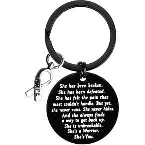 Vadaka Cancer Awareness Jewery Keychain Inspirational Gifts for Women Cancer Survivor Gift Keychain Cancer Awareness Keyring Cancer Fighter Gift Key Chain Recovery Jewelry Encouragement Gift