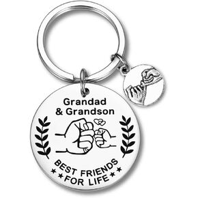 yaozeio Grandpa Keychain Gifts from Grandson Papa Birthday Gifts for Granddad Grandfather Gifts for Men, Grandson Keychain Gifts from Grandpa