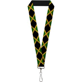 Buckle-Down Lanyard-1.0"-Jamaica Flags Vintage Black