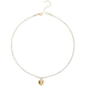 JEAIRTS Rhinestone Heart Choker Necklace Sparkly Crystal Chokers Minimalist Love Pendant Necklaces Fashion Rhinestone Chain Jewelry Party Prom Accessories for Women and Girls