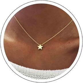 Boho Star Short Necklace Gold Choker Chain Tiny Star Drop Pendant Wedding Necklace Dainty Charm Fashion Jewelry Gift for Women and Girls in Saudi Arabia