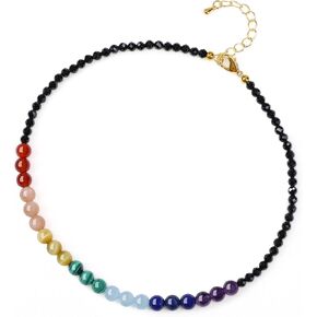 COAI 7 Chakra Stone Beaded Choker Necklaces for Women Girls