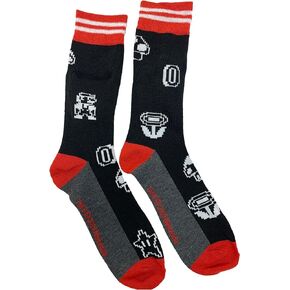 Super Mario Bros Dungeon Mario 8 Bit Crew Sock Pair Black