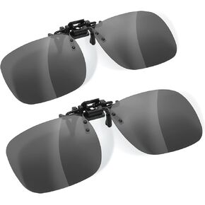Clip on Flip up Sunglasses - Over Prescription Glasses for Men & Women - Polarized UV Protection Night Driving
