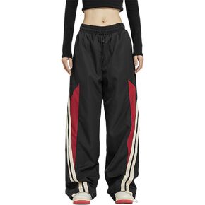 Winioder Parachute Pants for Women Baggy Cargo Pants Low Rise Y2K Track Pants Teen Girls Wide Leg Cargo Pant Streetwear