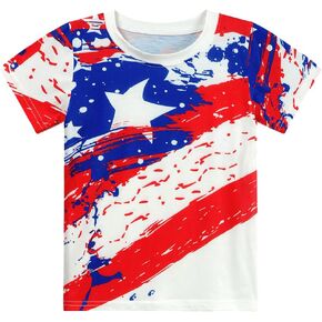 Boys American Flag T-Shirt Stars and Stripes Patriotic Tee Little Boys 4th of July Shirt Memorial Day Clothes 2-8T
