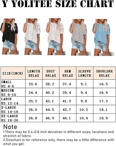 بلوفر نسائي Y YOLITEE بأكمام قصيرة من الدانتيل الكروشيه in Kuwait