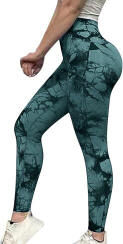 سروال يوجا بدون خياطة بصبغة التعادل للنساء سروال يوجا عالي الخصر بدون خياطة in Kuwait