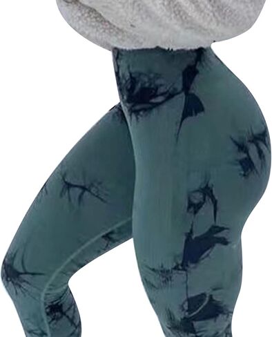 سروال يوجا بدون خياطة بصبغة التعادل للنساء سروال يوجا عالي الخصر بدون خياطة in Kuwait