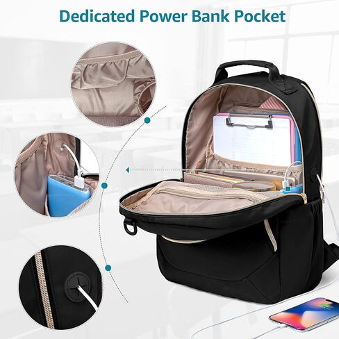 حقيبة ظهر للكمبيوتر المحمول من فاسروم للنساء للعمل، حقيبة كمبيوتر مقاس 15.6 بوصة حقيبة نهارية عادية مع فتحة شحن USB للسفر والعمل والكلية، وردي (حقيبة فارغة فقط) in Kuwait