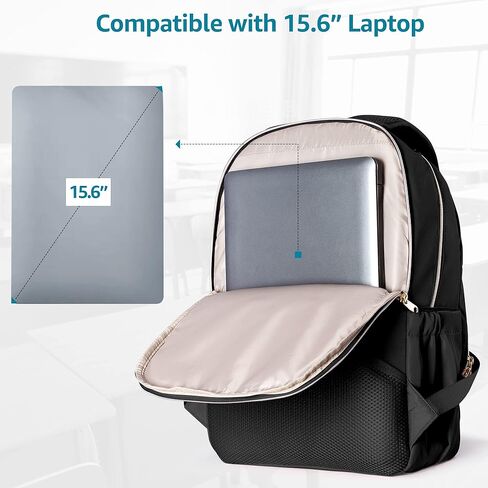 حقيبة ظهر للكمبيوتر المحمول من فاسروم للنساء للعمل، حقيبة كمبيوتر مقاس 15.6 بوصة حقيبة نهارية عادية مع فتحة شحن USB للسفر والعمل والكلية، وردي (حقيبة فارغة فقط) in Kuwait
