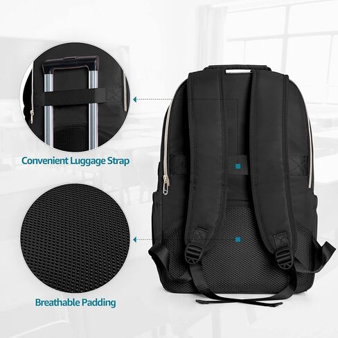 حقيبة ظهر للكمبيوتر المحمول من فاسروم للنساء للعمل، حقيبة كمبيوتر مقاس 15.6 بوصة حقيبة نهارية عادية مع فتحة شحن USB للسفر والعمل والكلية، وردي (حقيبة فارغة فقط) in Kuwait