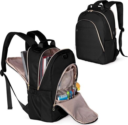 حقيبة ظهر للكمبيوتر المحمول من فاسروم للنساء للعمل، حقيبة كمبيوتر مقاس 15.6 بوصة حقيبة نهارية عادية مع فتحة شحن USB للسفر والعمل والكلية، وردي (حقيبة فارغة فقط) in Kuwait