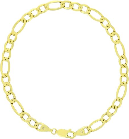 Nuragold 14k Yellow Gold 5.5mm Figaro Chain Link Bracelet, Mens Womens Jewelry Lobster Clasp 7" 7.5" 8" 8.5" 9" in Saudi Arabia