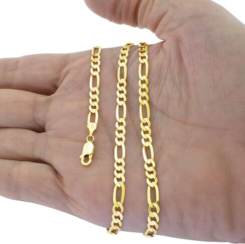 Nuragold 14k Yellow Gold 5.5mm Figaro Chain Link Bracelet, Mens Womens Jewelry Lobster Clasp 7" 7.5" 8" 8.5" 9" in Saudi Arabia