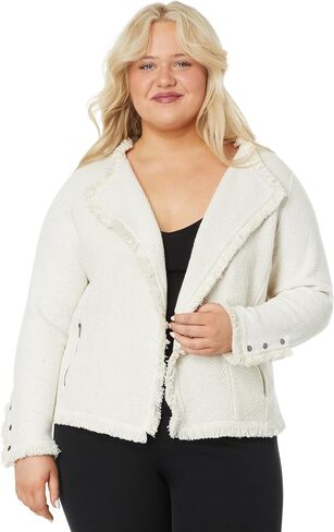 NIC+ZOE Women's Metallic Fringe Mix Knit Jacket in Saudi Arabia