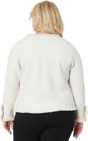 NIC+ZOE Women's Metallic Fringe Mix Knit Jacket in Saudi Arabia