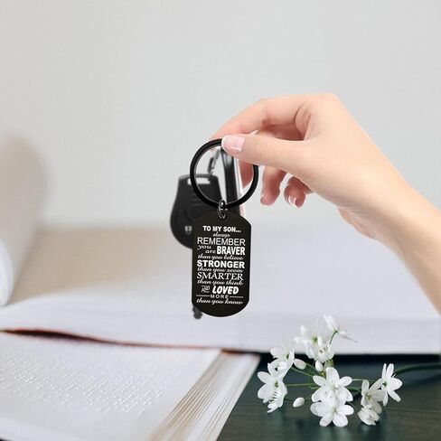 Keychain Inspirational Quotes Pendant Gift for Son from Mom Dad for Birthday Graduation Christmas Anniversary Present , Black, Black, 1.92 × 1.10 × 0.07 inches in Kuwait