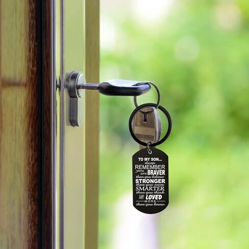 Keychain Inspirational Quotes Pendant Gift for Son from Mom Dad for Birthday Graduation Christmas Anniversary Present , Black, Black, 1.92 × 1.10 × 0.07 inches in Kuwait