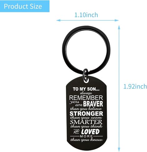 Keychain Inspirational Quotes Pendant Gift for Son from Mom Dad for Birthday Graduation Christmas Anniversary Present , Black, Black, 1.92 × 1.10 × 0.07 inches in Kuwait