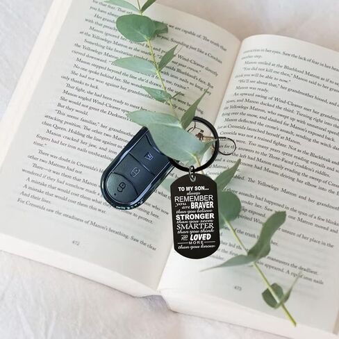 Keychain Inspirational Quotes Pendant Gift for Son from Mom Dad for Birthday Graduation Christmas Anniversary Present , Black, Black, 1.92 × 1.10 × 0.07 inches in Kuwait