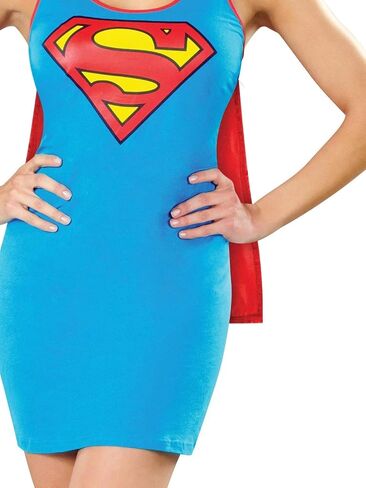فستان Rubie's DC Comics Justice League Superhero للبالغين مع كيب سوبرجيرل، أزرق، زي صغير in Saudi Arabia