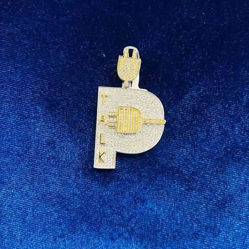 Iced Out Shiny Plug Talk Letter Shape Pendant Necklaces for Men Women Silver Color in Saudi Arabia