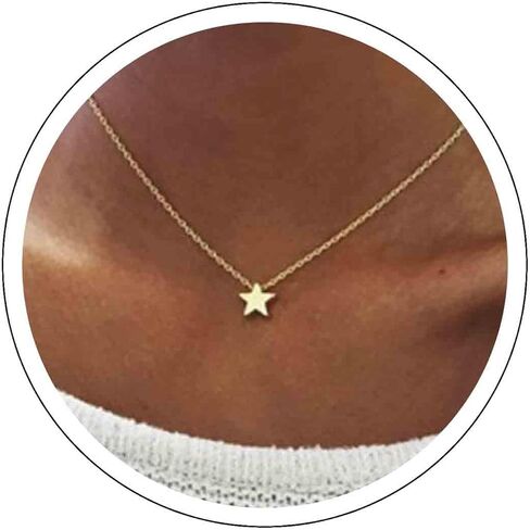 Yrolrorh Boho Star Short Necklace Gold Choker Chain Tiny Star Drop Pendant Wedding Necklace Dainty Charm Fashion Jewelry Gift for Women and Girls in Saudi Arabia