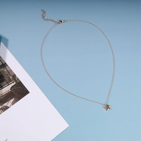 Yrolrorh Boho Star Short Necklace Gold Choker Chain Tiny Star Drop Pendant Wedding Necklace Dainty Charm Fashion Jewelry Gift for Women and Girls in Saudi Arabia