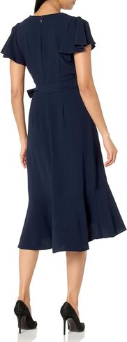 Women's V-Neckline Midi Length Short Flutter Sleeve Dress in Saudi Arabia