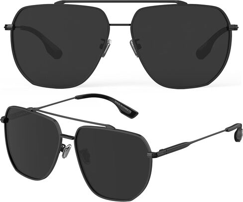 LUENX نظارة شمسية أفياتور للرجال مربعة مستقطبة للنساء بعدسات كبيرة الحجم UV400 نظارات شمسية مع إكسسوارات 61 ملم in Kuwait