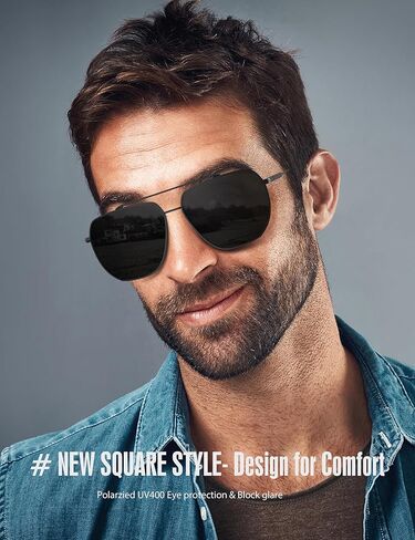 LUENX نظارة شمسية أفياتور للرجال مربعة مستقطبة للنساء بعدسات كبيرة الحجم UV400 نظارات شمسية مع إكسسوارات 61 ملم in Kuwait