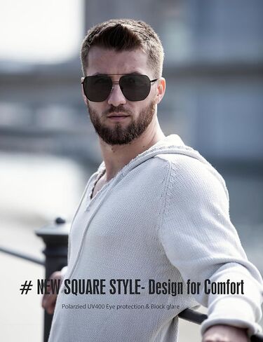 LUENX نظارة شمسية أفياتور للرجال مربعة مستقطبة للنساء بعدسات كبيرة الحجم UV400 نظارات شمسية مع إكسسوارات 61 ملم in Kuwait